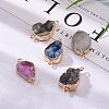 Golden Plated Dyed Natural Druzy Agate Links connectors with Iron Findings G-R275-276-6