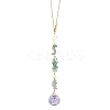 Round Glass & Natural Green Aventurine Chips Hanging Suncatchers HJEW-JM04209-01-1