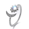 Brass Micro Pave Clear Cubic Zirconia Open Cuff Rings for Women RJEW-S402-03P-2