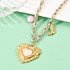 304 Stainless Steel with Glass & Resin Heart Pendant Polyester Rope Necklaces for Women NJEW-K252-12G-1