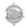 Rack Plating Brass Micro Pave Clear Cubic Zirconia Fish Connector Charms kk-A234-46P-1