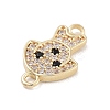 Brass Pave Clear & Black Cubic Zirconia Pet Puppy Connector Charms LS-KK-Z061-01G-02-2