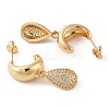 Rack Plating Brass Micro Pave Clear Cubic Zirconia Stud Dangle Earrings for Women EJEW-G394-15G-2