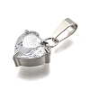304 Stainless Steel Micro Pave Cubic Zirconia Pendants STAS-B086-13P-04-2