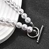 8MM White Round Plastic Pearl Beaded Necklaces for Women NJEW-L469-01P-2