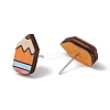 Natural Wood Stud Earrings EJEW-C013-01B-1
