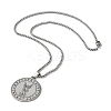 201 Stainless Steel Flat Round with Archangel Saint Michael Pendant Necklaces for Women Men NJEW-F344-02P-2