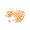 Glass Seed Beaded Imitation Coral Pendants PALLOY-MZ00938-04-4