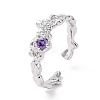 Cubic Zirconia Open Cuff Ring RJEW-D119-06P-1