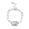 Tarnish Resistant 304 Stainless Steel Paperclip Chain Rectangle Link Bracelets for Women BJEW-C071-02P-1
