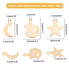 60Pcs 3 Style Moon & Star Brass Charms KK-PH0039-79-6