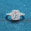 Rhodium Plated 925 Sterling Silver Micro Pave 8.2x4.9mm Moissanite Finger Rings for Women WG8E258-75-1