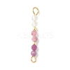 Faceted Round Natural Quartz Crystal & Ruby & Pink Tourmaline Beaded Connector Charms PALLOY-JF03530-09-1