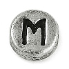 925 Sterling Silver Flat Round with Letter Beads STER-G044-01AS-M-1