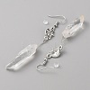 Natural Quartz Crystal Bullet with Moon Dangle Earrings EJEW-WH0009-41-2