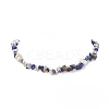 Natural Sodalite Chip Beaded Necklaces with 304 Stainless Steel Lobster Claw Clasp & Chain Extender NJEW-JN04225-02-4