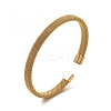 304 Stainless Steel Flat Mesh Chain Shape Open Cuff Bangle for Women BJEW-C033-09-2