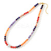 Elegant Imitation Pearl & Rondelle Natural Mixed Stone Beaded Necklaces FG9664-4-1