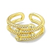 Brass with Cubic Zirconia Open Cuff Ring RJEW-B051-02G-2