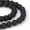 Frosted Natural Black Agate Round Beads Strands G-N0151-11-6mm-1