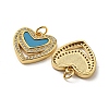 Brass Micro Pave Cubic Zirconia with Synthetic Turquoise Pendants KK-K356-24C-G-2