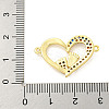 Rack Plating Brass Micro Pave Colorful Cubic Zirconia Heart with Footprint Connector Charms KK-P270-22G-3