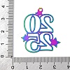 201 Stainless Steel Etched Metal Embellishments Pendants STAS-P382-01B-MC-3