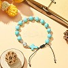 Synthetic Turquoise Round & Cross Braided Bead Bracelets BJEW-TA00321-02-4