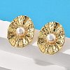 Oval Brass ABS Plastic Imitation Pearl Stud Earrings EJEW-S258-03G-1