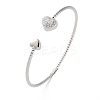 Clear Cubic Zirconia Open Cuff Bangle BJEW-G737-01P-01-4