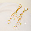 Fashionable Geometric Brass Earrings with Tassel Studs LS-WN4550-1-1