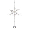 Glass Snowflake Pendant Decorations HJEW-TA00237-1