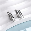 304 Stainless Steel Clear Cubic Zirconia Trapezoid Hoop Earrings EJEW-D331-17P-4