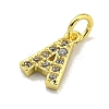 Letter Brass Micro Pave Clear Cubic Zirconia Pendants KK-K354-06G-A-2