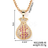 Fashion Hip-hop Street Style Brass Old Rose & Clear Cubic Zirconia Money Bag Pendant Box Chain Necklaces DR5098-2-1