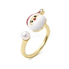 Christmas Brass Micro Pave Cubic Zirconia Enamel Cuff Rings for Women RJEW-L336-02G-4