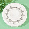 Mushroom Brass Micro Pave Clear Cubic Zirconia Link Bracelets for Women BJEW-Z126-04P-3