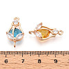Brass Micro Pave Clear Cubic Zirconia and Glass Flower Pendants KK-T076-03KCG-3
