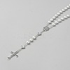 Jesus Cross Virgin Zinc Alloy Pendant Glass Pearl Round Rosary Bead Necklaces for Women Men NJEW-WH0022-21-2