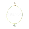 Flower Alloy Enamel Pendant Glass Seed Beaded Necklaces for Women NJEW-JN05550-01-4