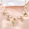 Brass Micro Pave Clear Cubic Zirconia Beaded Necklaces NJEW-Z059-05G-5