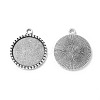 Tibetan Style Antique Silver Alloy Flat Round Pendant Cabochon Settings X-TIBEP-M022-38AS-2