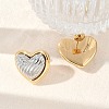 304 Stainless Steel Two Tone Heart Stud Earrings EJEW-M073-09PG-01-4