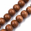 Spray Painted Natural Wood Beads Strands WOOD-S053-57E-1