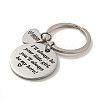 1Pc Mother's Day Gift 201 Stainless Steel Flat Round/Rhombus/Rectangle with Word Keychains KEYC-FS0001-10-2