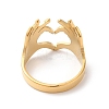 Ion Plating(IP) 304 Stainless Steel Hand Heart Open Cuff Ring for Women RJEW-K245-45G-2