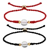 2Pcs 2 Colors Synthetic Moonstone Round Beaded Slider Bracelet BJEW-SW00057-01-1