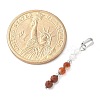 Faceted Round Natural Mixed Gemstone Beaded Pendants X-PALLOY-JF03529-5