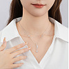 Star & Moon 925 Sterling Silver Micro Pave Clear Cubic Zirconia Pendant Necklaces WG720FB-01-3