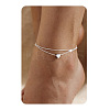 201 Stainless Steel Heart with Initial Charm Double Layer Anklets for Women FS-WG0EC0A-21-1